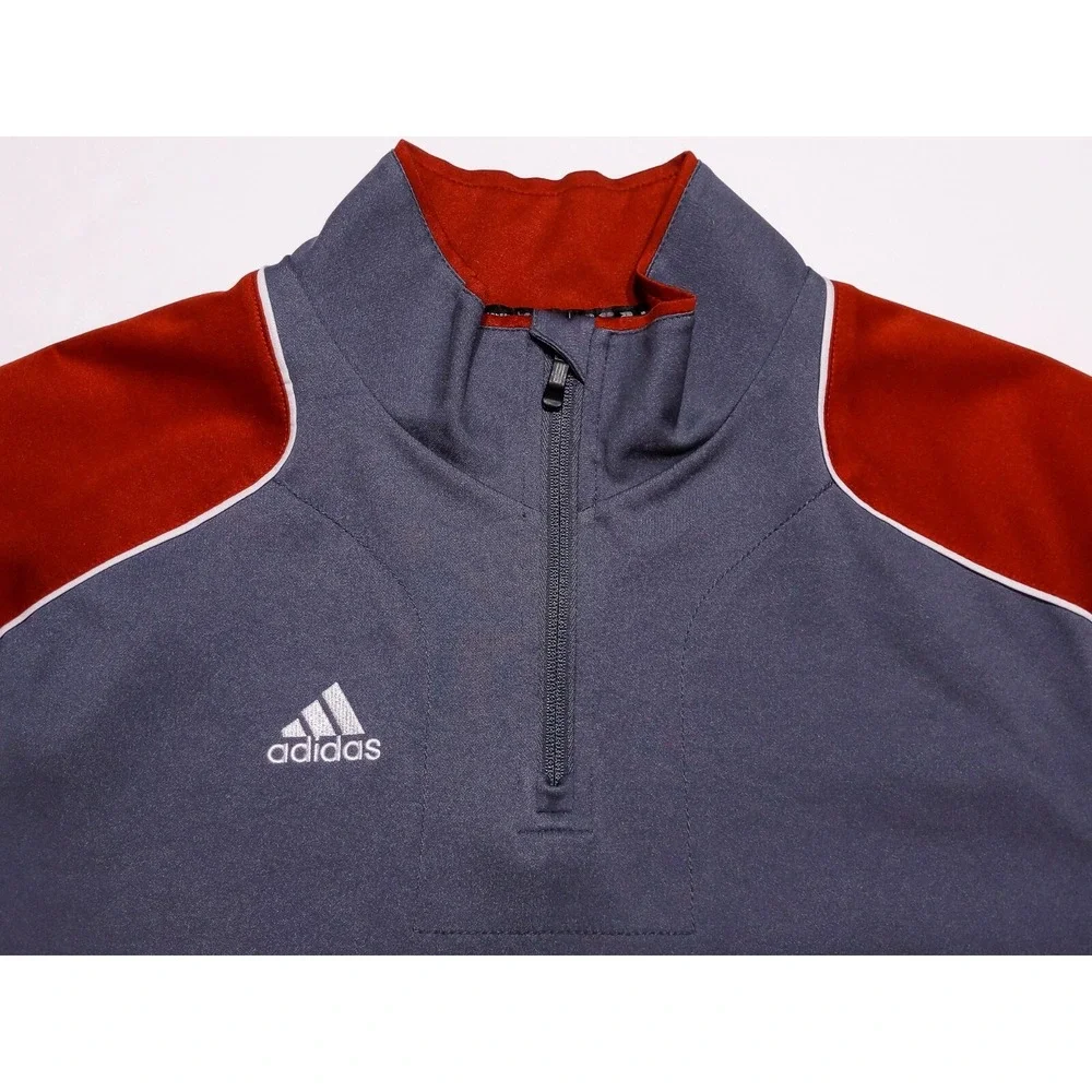 ADIDAS Short Sleeve Hot Jacket Pullover Shacket Gray Red Extra Small‎ XS